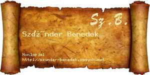 Szünder Benedek névjegykártya